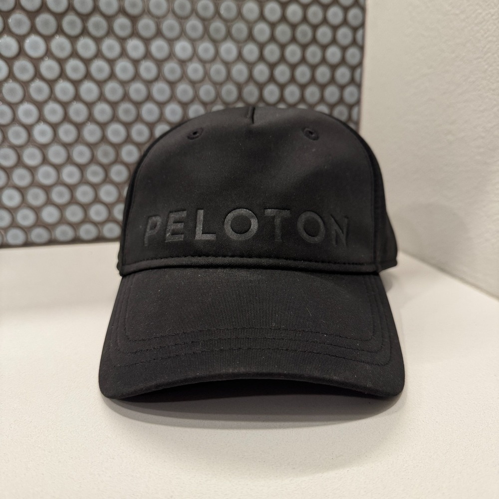 Peloton Hat Cap Black Out Performance Exercising Adjustable Red Strap Back Adult